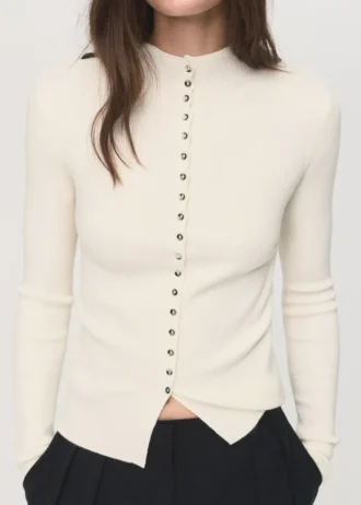 Cardigan en maille fine côtelée