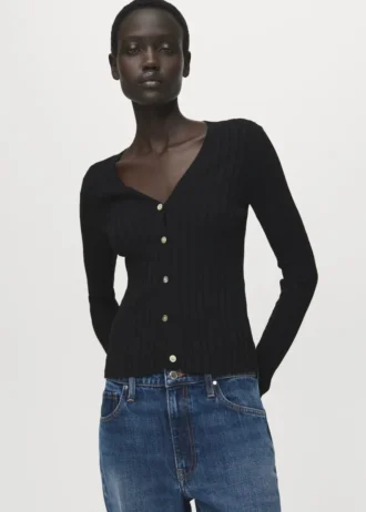 Cardigan en maille fine côtelée