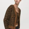 Cardigan en maille léopard
