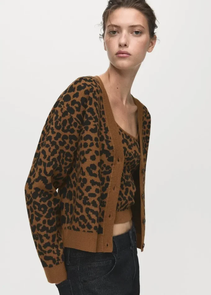 Cardigan en maille léopard