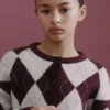 Cardigan en maille à motif argyle