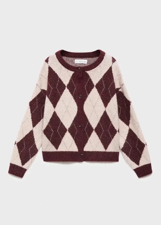 Cardigan en maille à motif argyle