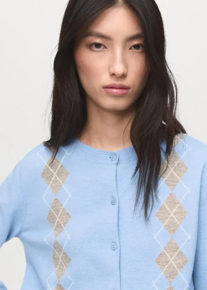 Cardigan en maille à motif argyle