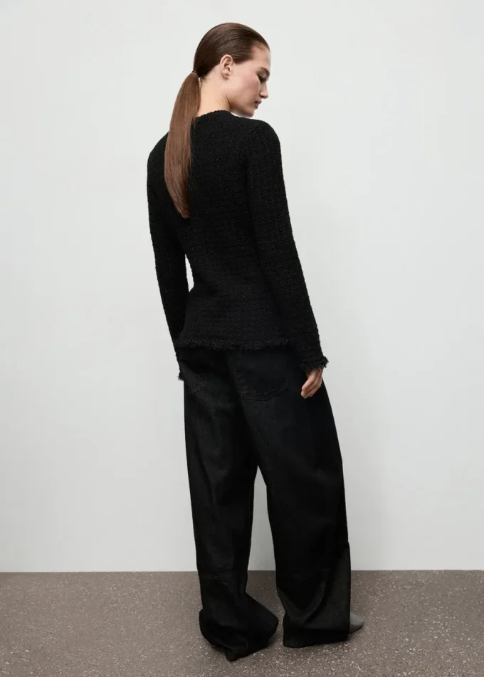 Cardigan en tweed avec bords effilochés