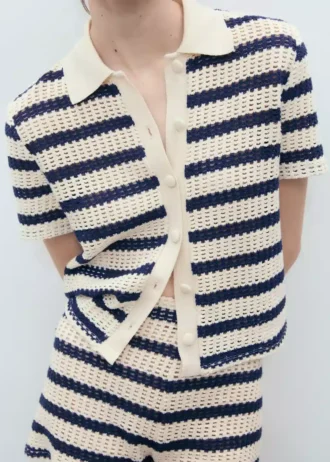 Cardigan rayé à manches courtes