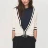 Cardigan à rayures contrastées