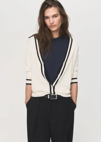 Cardigan à rayures contrastées