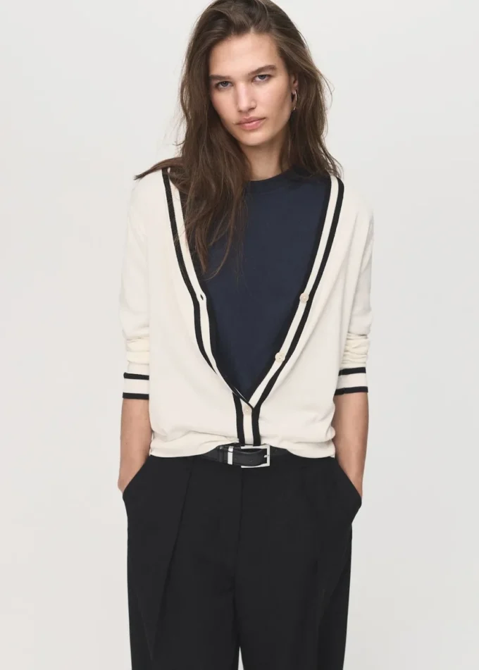 Cardigan à rayures contrastées