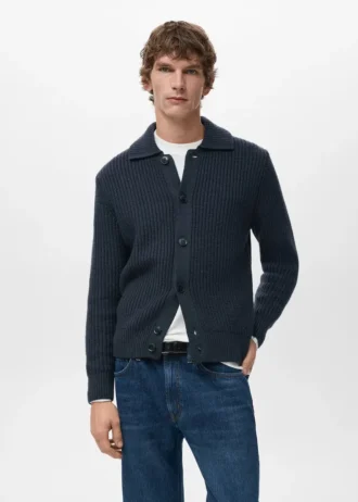 Cardigan structuré en laine mélangée