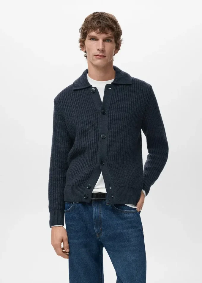 Cardigan structuré en laine mélangée