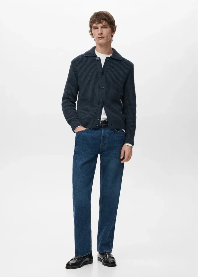 Cardigan structuré en laine mélangée