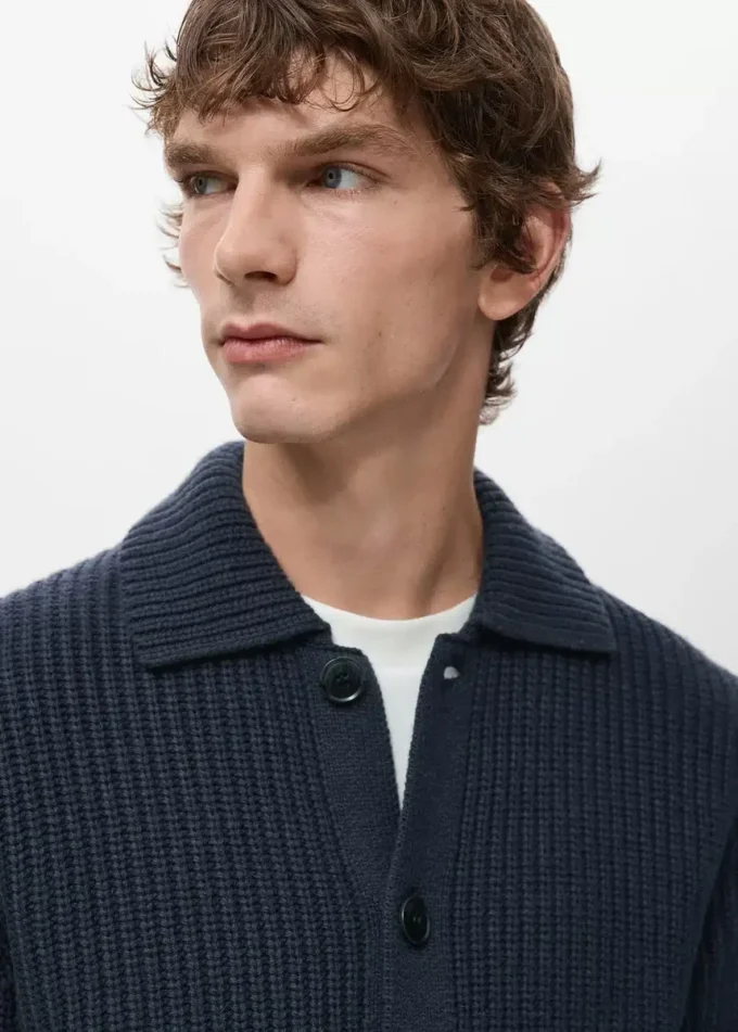 Cardigan structuré en laine mélangée