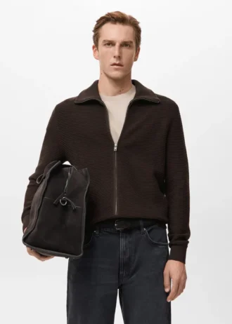 Cardigan structuré en maille avec fermeture éclair