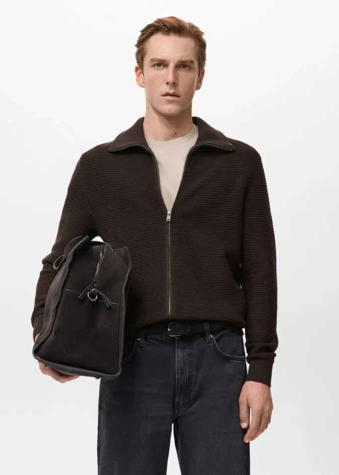 Cardigan structuré en maille avec fermeture éclair