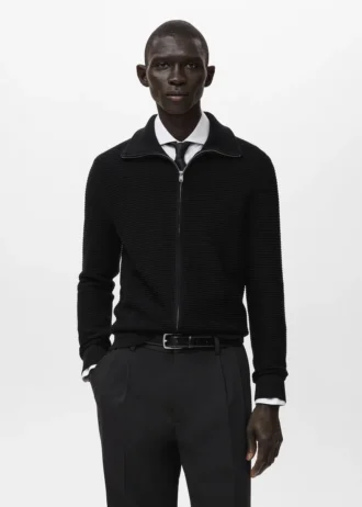 Cardigan structuré en maille avec fermeture éclair