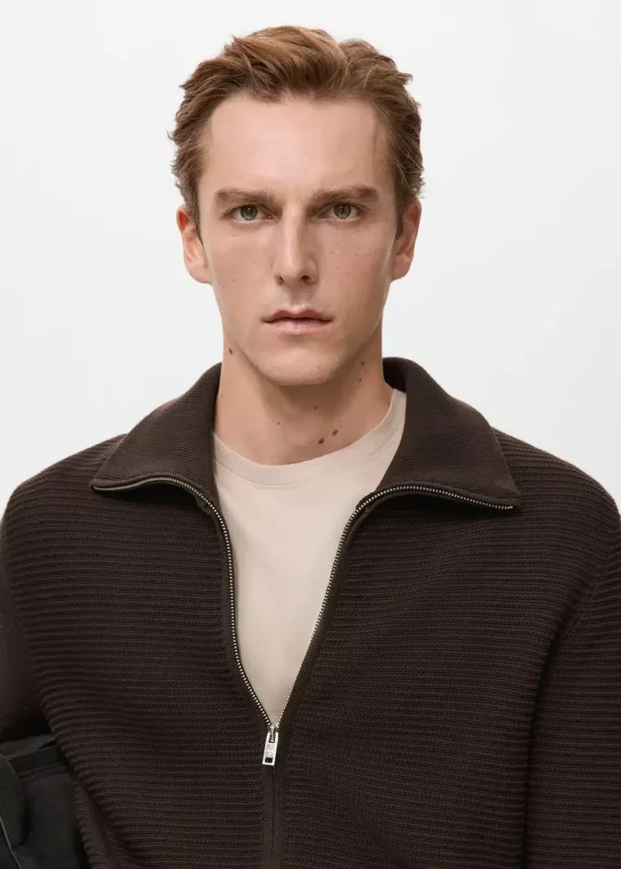 Cardigan structuré en maille avec fermeture éclair