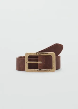 Ceinture à boucle carrée texturée