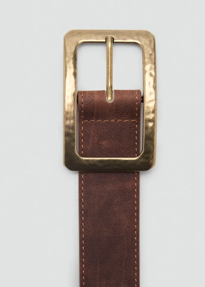 Ceinture à boucle carrée texturée
