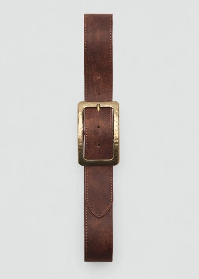 Ceinture à boucle carrée texturée