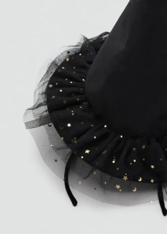 Chapeau de sorcière avec étoiles en tulle