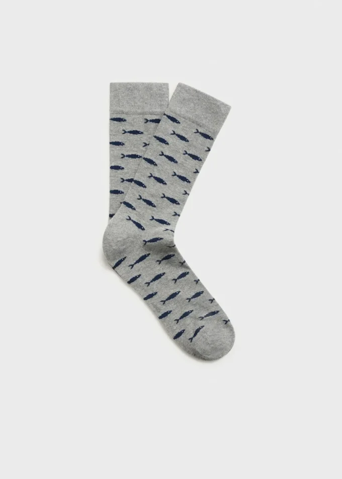 Chaussettes en coton imprimées poissons Chaussettes en coton imprimées poissons