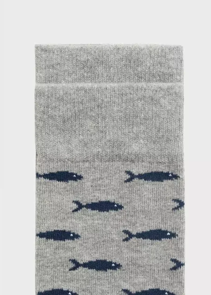 Chaussettes en coton imprimées poissons Chaussettes en coton imprimées poissons