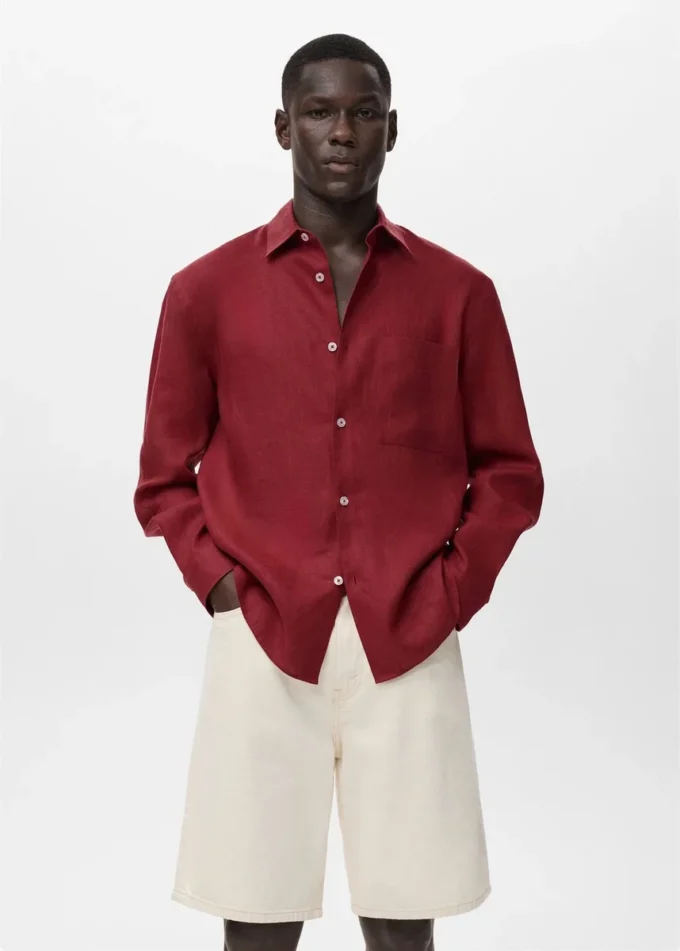 Chemise 100 % lin avec poche