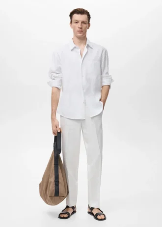 Chemise 100 % lin avec poche