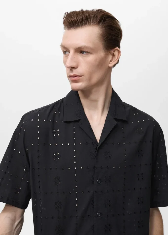 Chemise avec détails brodés ajourés Chemise avec détails brodés ajourés