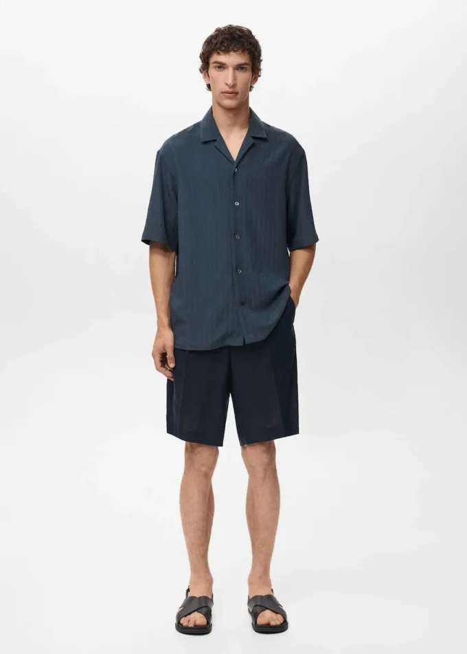 Chemise brodée à rayures