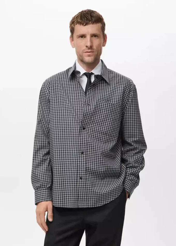 Chemise à carreaux 100 % coton, coupe décontractée Chemise à carreaux 100 % coton, coupe décontractée