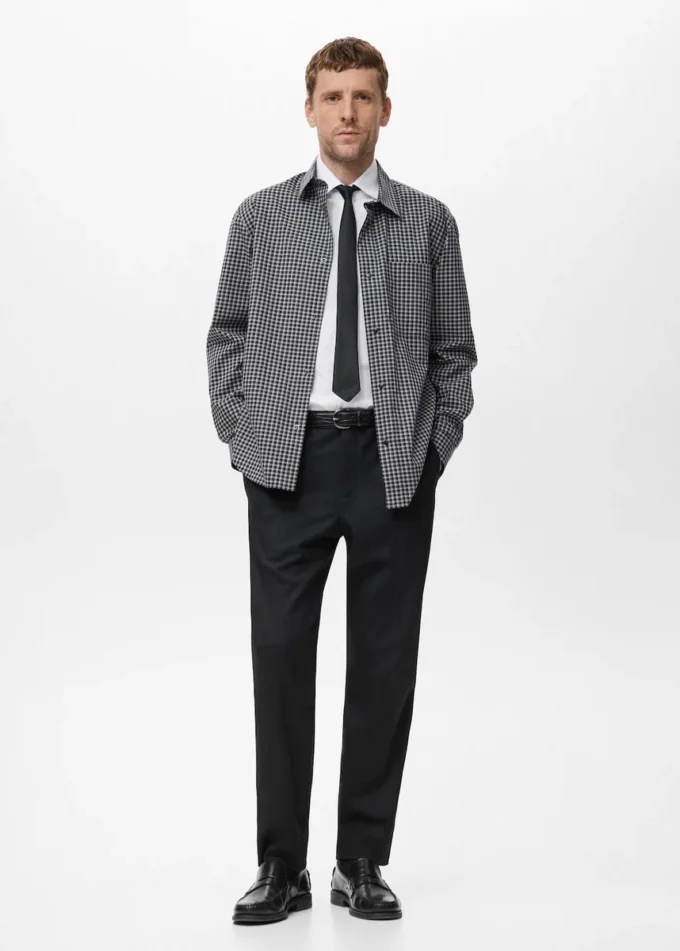 Chemise à carreaux 100 % coton, coupe décontractée Chemise à carreaux 100 % coton, coupe décontractée