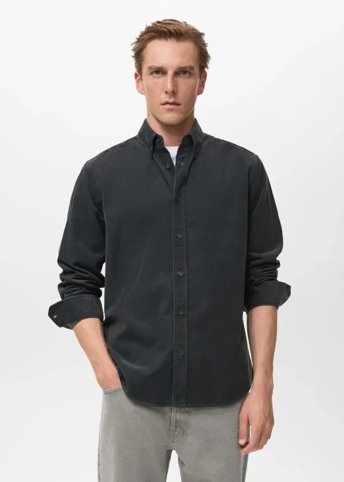 Chemise classique en micro-velours côtelé