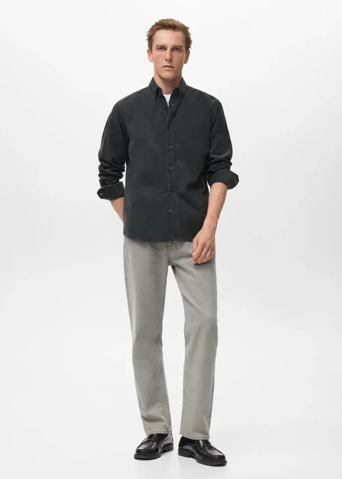 Chemise classique en micro-velours côtelé