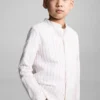 Chemise à col mao rayée