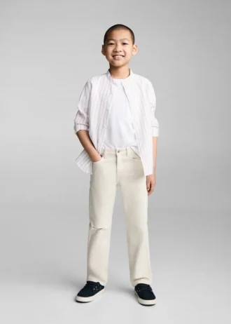 Chemise à col mao rayée