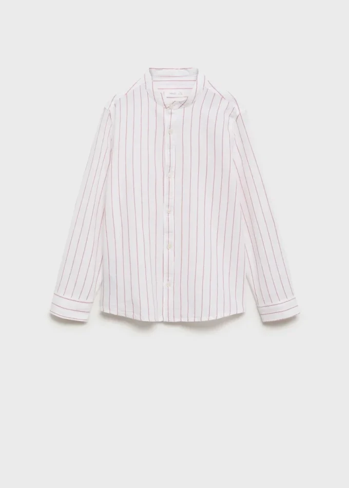 Chemise à col mao rayée