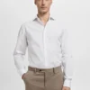 Chemise de costume slim fit en popeline de coton