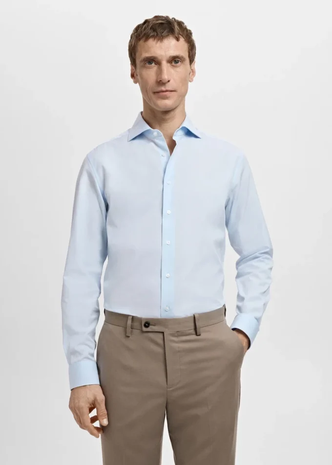 Chemise de costume slim fit en popeline de coton