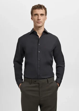 Chemise de costume slim fit en popeline de coton