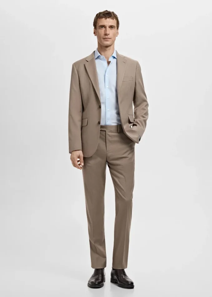 Chemise de costume slim fit en popeline de coton