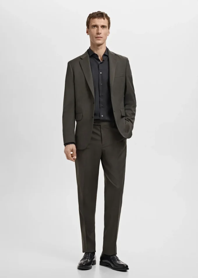 Chemise de costume slim fit en popeline de coton