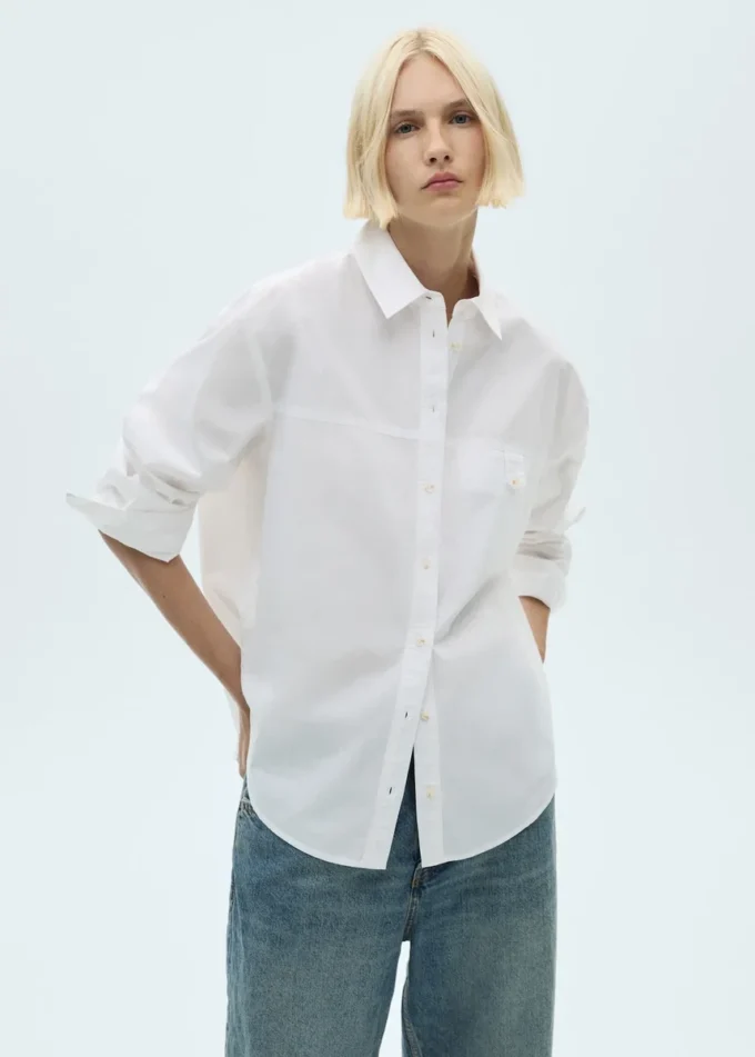 Chemise en coton avec bouton décoratif