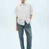 Chemise en coton avec bouton décoratif
