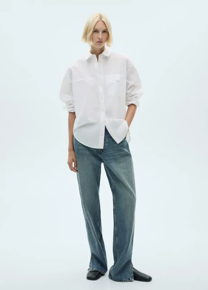 Chemise en coton avec bouton décoratif