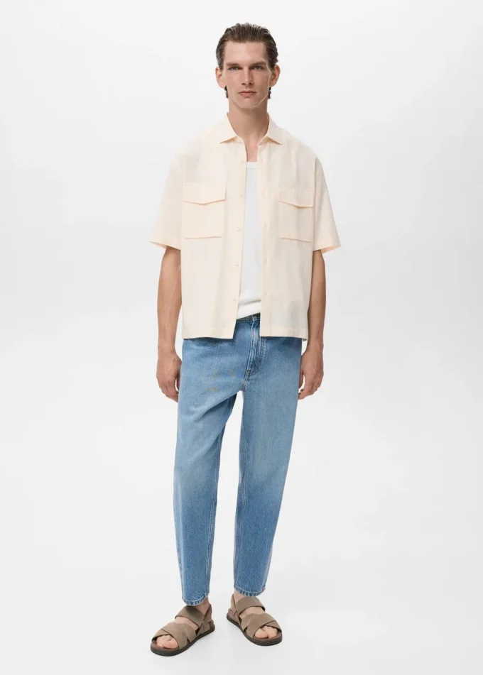 Chemise en coton coupe classique avec poche