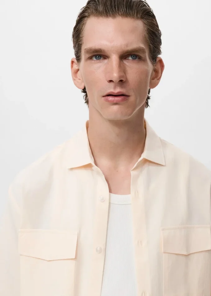 Chemise en coton coupe classique avec poche