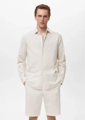 Chemise en coton et lin mélangés