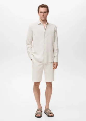 Chemise en coton et lin mélangés