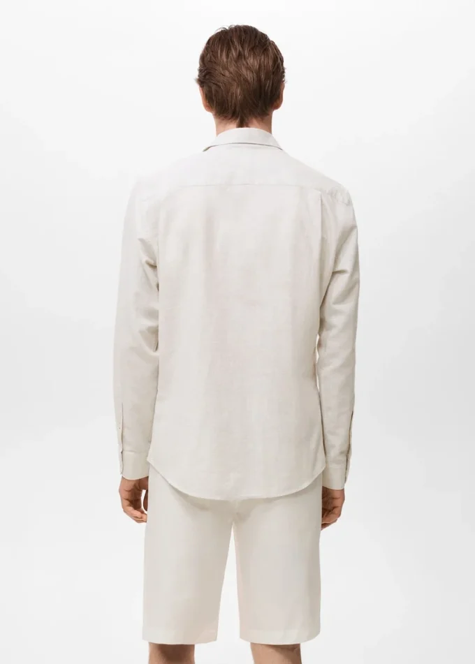Chemise en coton et lin mélangés